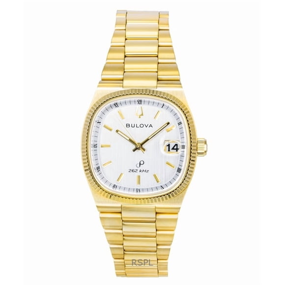 Bulova Super Seville Ton Or Acier Inoxydable Cadran Blanc Quartz 97B223 Montre pour Homme