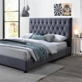 thumbnail image 4 of Elda Mid Century Modern Gray Velvet Upholstered Queen Platform Bed, 4 of 7