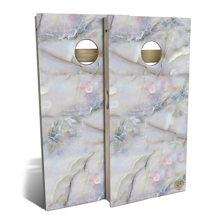 Skip's Garage Multi Colored Marble Solid Wood Cornhole Board Set