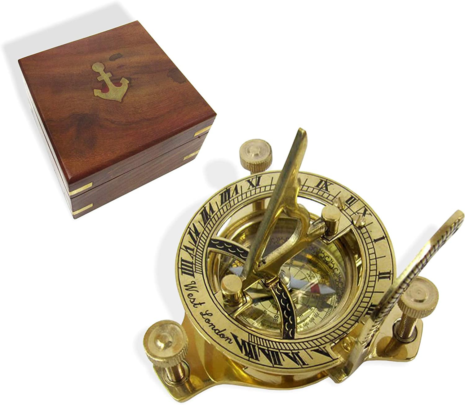 Sundial Compass Calendar Pendant Antique Brass Nautical Heavy Duty, 