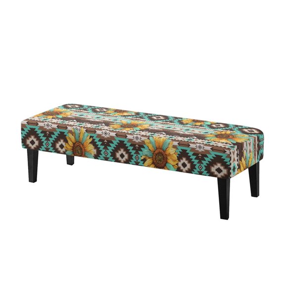 XYZCANDO Sunflower Pattern Poly Spandex Bench Covers Slipcover with Machine Washable, Anti-Stain Elastic Band Dining Bench Covers for Home