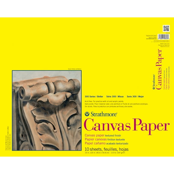 Strathmore 300 Series Canvas Pa, 16"x20" Glue Bound, 10 Sheets