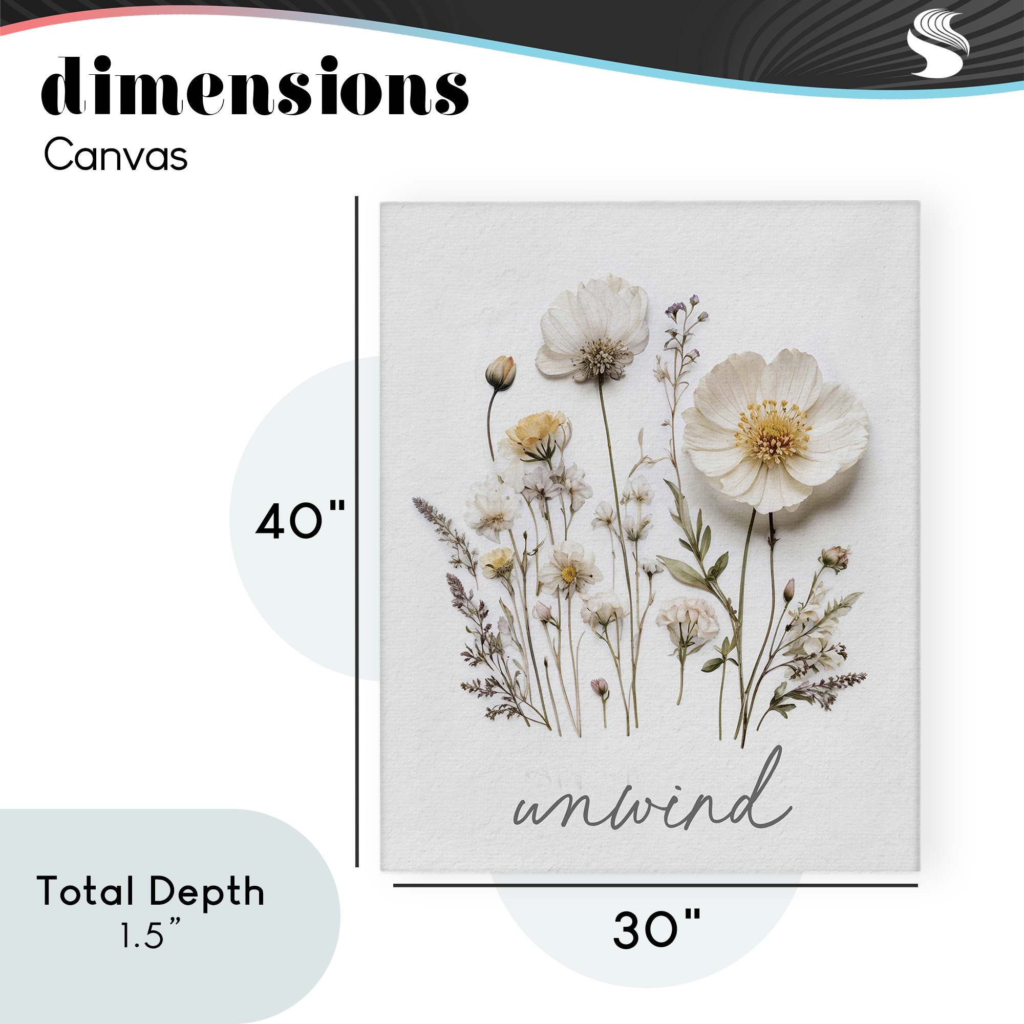 Pressed Flowers Unwind Canvas Wall Art, design by Lettered and Lined
