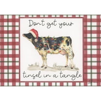 LPG Greetings Don't Get Your Tinsel in a Tangle: Cow with Lights and Santa Hat Box of 16 Funny Christmas Cards