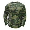 thumbnail image 2 of Oazcsf Waffle Knit Long Sleeve for Men Camo Pullover Sweater Crew Neck Lightweight Fall Sweatshirt Winter Big and Tall Men's Top, 2 of 5