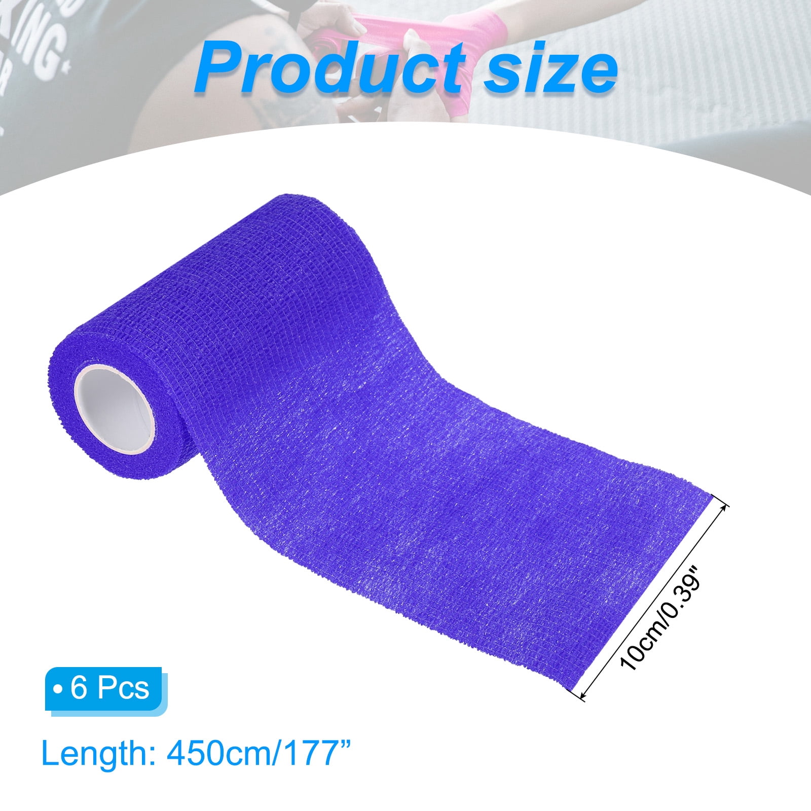 4" x 177" 6 Pcs Self Adhesive Bandage Wrap Elastic Self Tape Sport Dark Blue