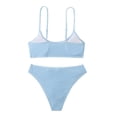 thumbnail image 4 of HAPIMO Rollbacks Women's 2 Peices Bathing Suit Cozy Wireless Bikini Bandeau Swimming Trunks Thong Split Bikini Swimsuit Blue M, 4 of 8