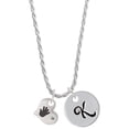 thumbnail image 1 of Delight Jewelry Silvertone Hand Print Heart Silvertone Script Initial Disc - K - Charm Necklace, 20"+3", 1 of 4