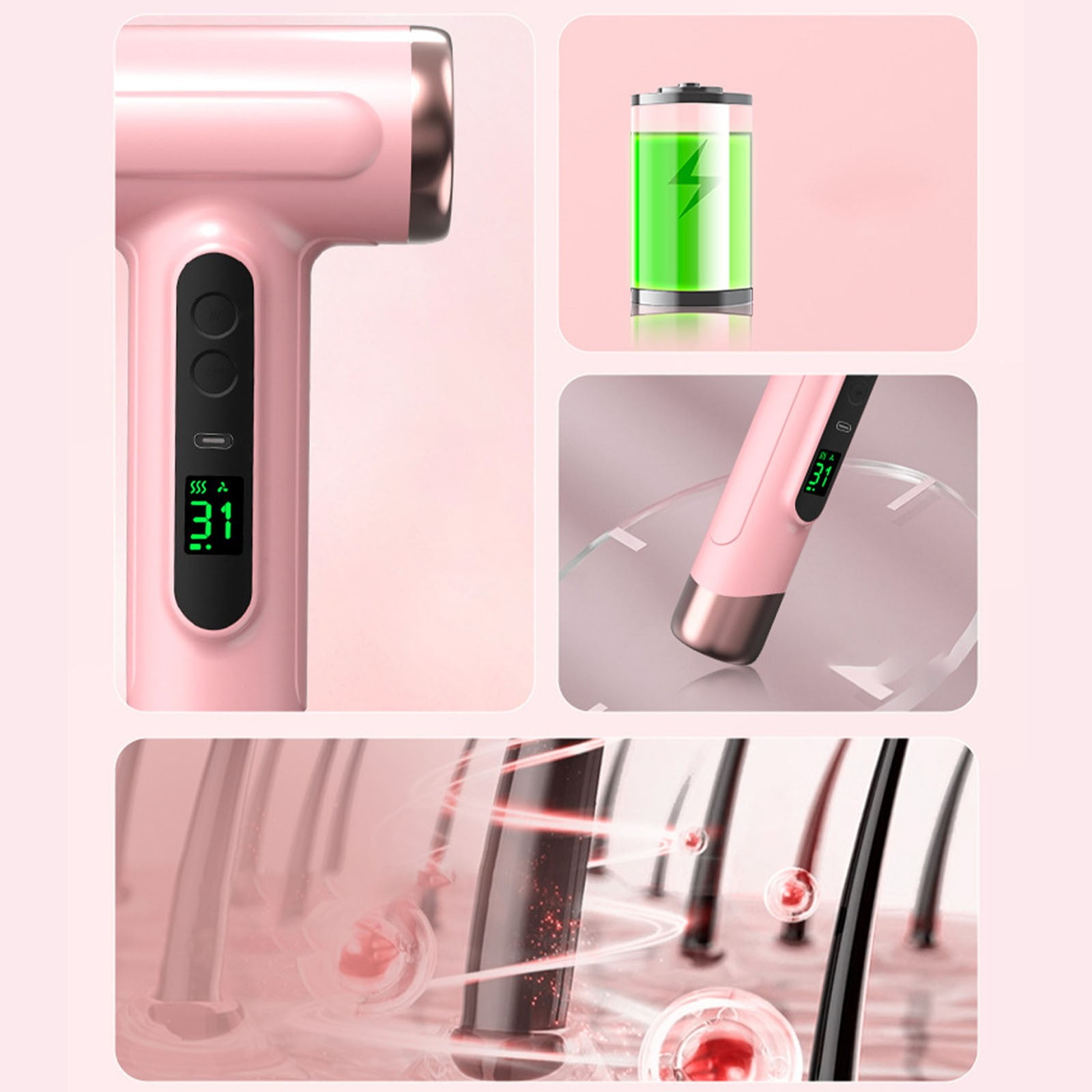 BRELIL Portable Battery Hair Dryer, USB Rechargeable Cordless Hair Dryer For Travel, 15000mAh Long Lasting Power, Dual Speed Adjustable Hot Cold Air, Compact Hairdryer For Camping Gym Dorm Home Use