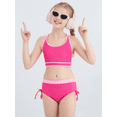 thumbnail image 3 of SILVERCELL 9-16T Girls Summer Ribbed Swimsuits, Teens Girls' Drawstrings Bikinis Bathing Suit Adjustable Straps Swimwear, 2 Pieces, Size 9-16 Years, 3 of 8