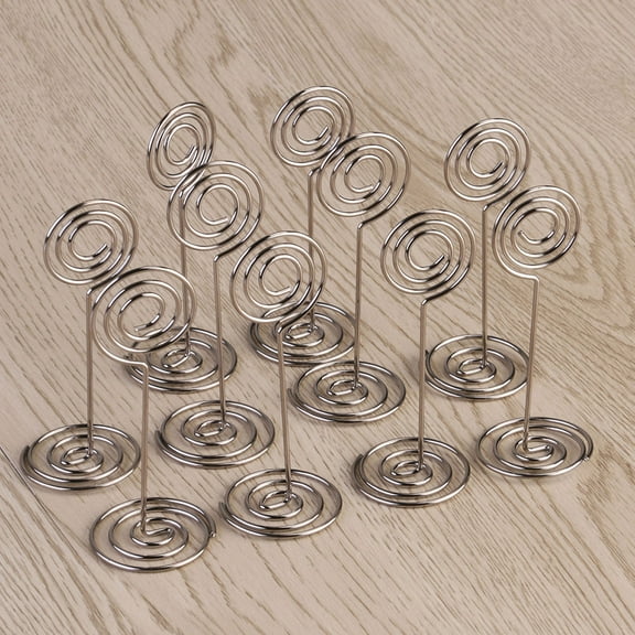 TAILTOSS 12Pcs Silver Steel Photo Holders for Tables Round Shape for Wedding and Party Decorations
