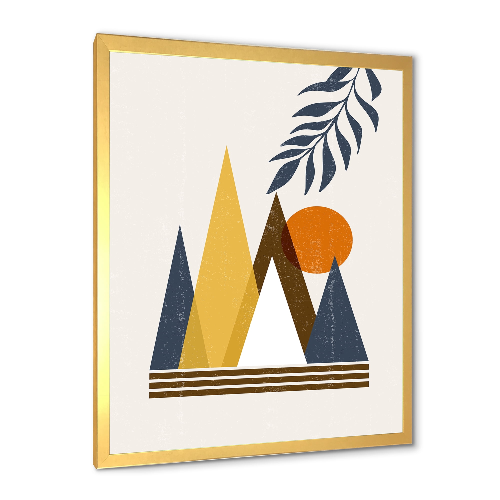 Designart 'Abstract Moon and Sun In Mountains I' Modern Framed Art Print