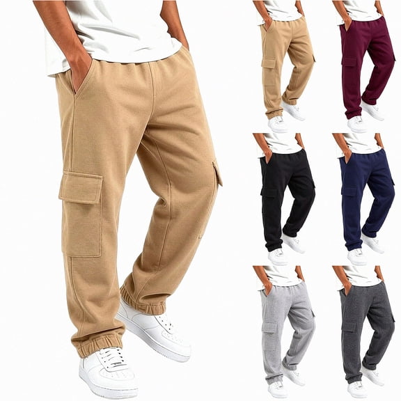 SGFCWSX Boys Cargo Joggers Kids Casual Streetwear with Pockets Loose Fit Comfy Trousers for Outdoor Sports Khaki Size 9