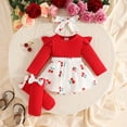 thumbnail image 2 of UYYX Ropa De Bebe NiñA Baby Girls Flutter Sleeve Cherry Print Ribbed Skirt Romper Set Long Sleeve Spring Newborn Daily(3-6 Months,Red), 2 of 6