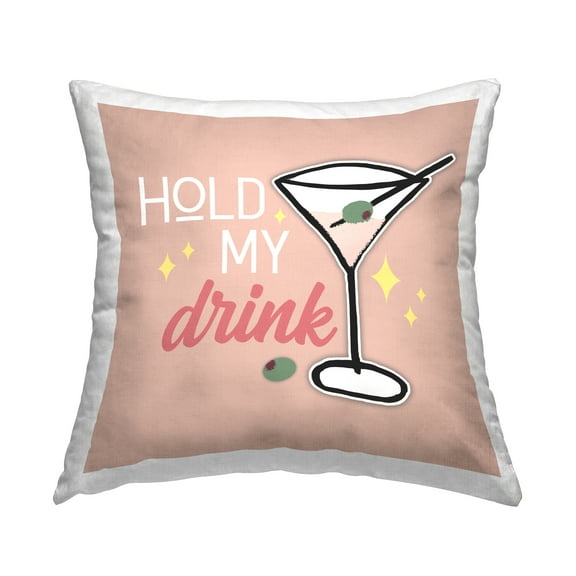 Stupell Industries Hold My Drink Phrase Decorative Printed Throw Pillow, 18 x 18