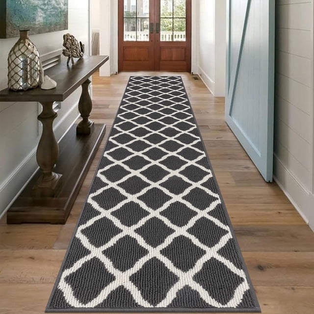 Alfombra SHACOS, 60 x 305 cm, antideslizante, lavable, color gris oscuro