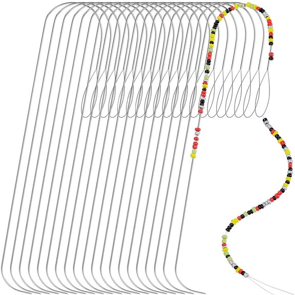 20 PCS Upgrade Big Eye Curved Beading Needles, 5.5 Inch Beading Needles for Bead Spinner, Bead Needles for Jewelry Making, DIY Waist Beads, Necklaces, Bracelets (Patent Protection)