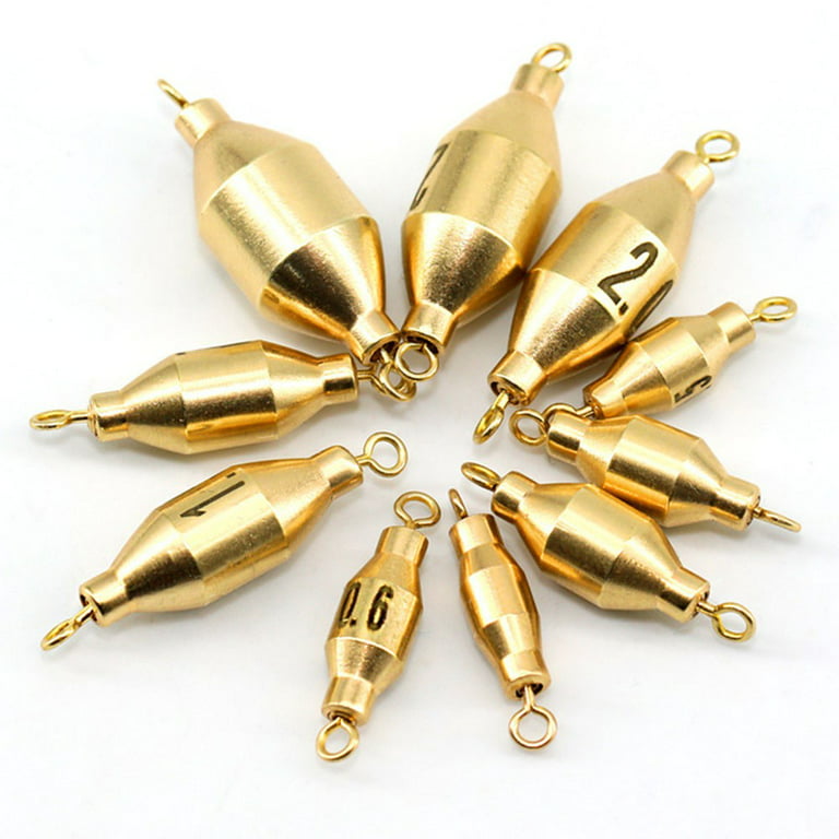 10pcs Brass Fishing Weights Trolling Sinker Swivels Connector Solid Rings  Tackle