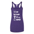 thumbnail image 2 of Eat Sleep Pray Repeat for Christians Faith | Womens Inspirational/Christian Premium Tri-Blend Racerback Tank Top, Purple Rush, Medium, 2 of 3