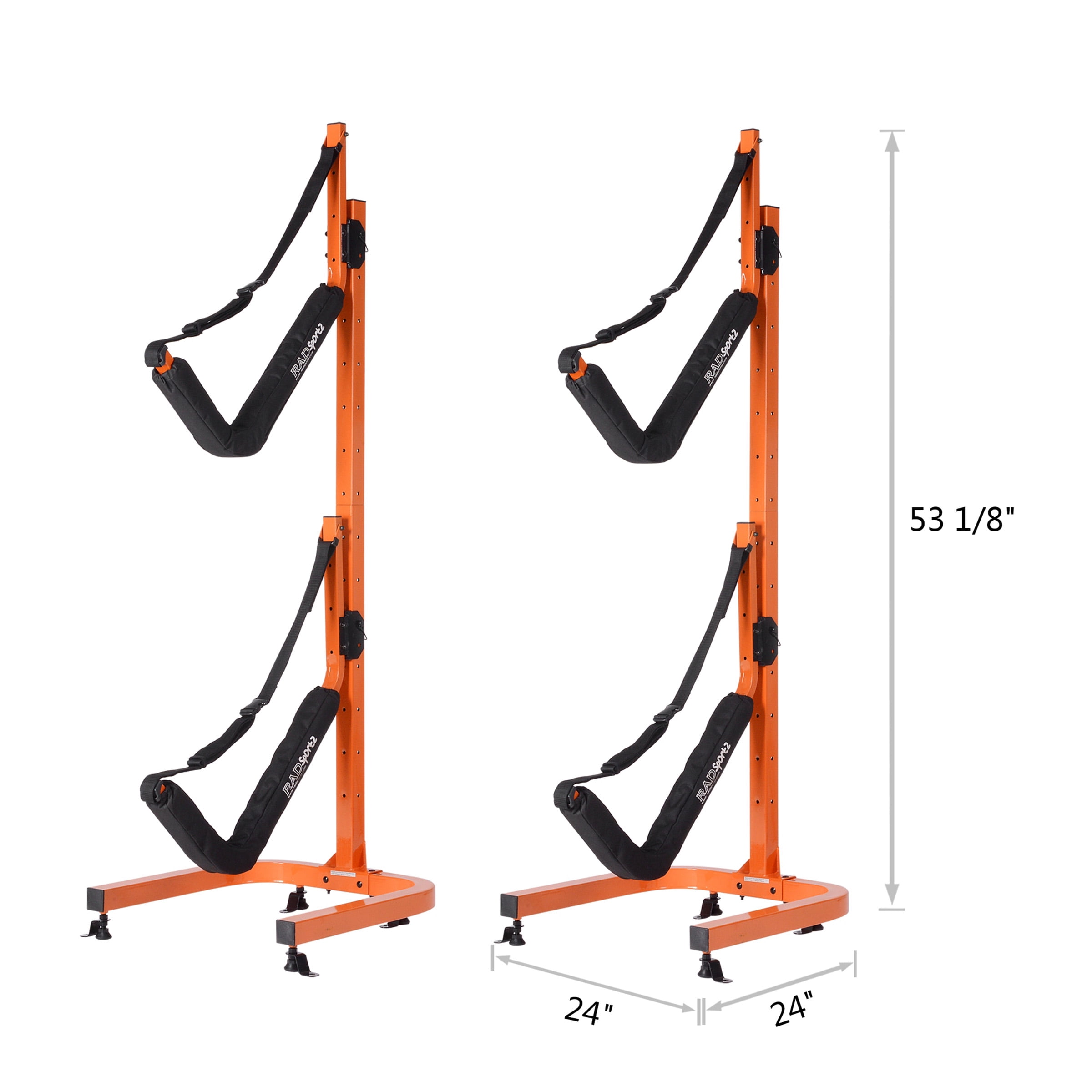 Double Kayak Storage Rack- Self Standing Dual Canoe Kayak Cradle Set with Adjustable Safety Strap System for Outdoor Indoor Use by Rad Sportz