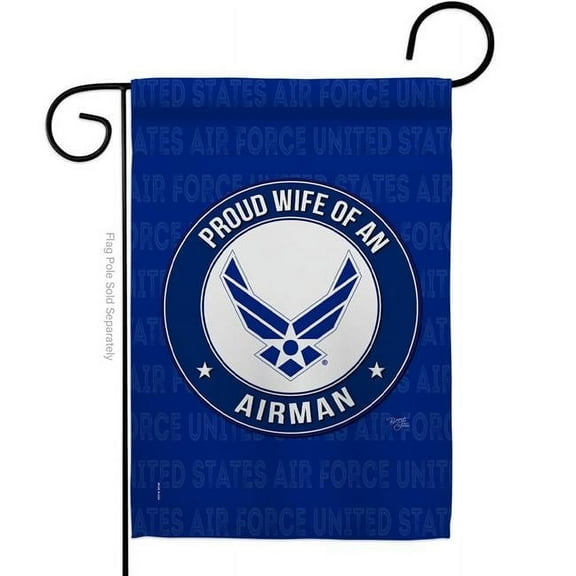 Breeze Decor G158604-BO Proud Wife Airman Garden Flag Armed Forces Air Force 13 x 18.5 in. Double-Sided Decorative Vertical Flags for House Decoration Banner Yard Gift