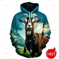 thumbnail image 1 of Sudadera con capucha y sudadera con estampado 3D de cabras que gritan, novedad, sudadera con capucha y gráfico de cabra enojada, ropa de calle divertida para niños, 1 of 5