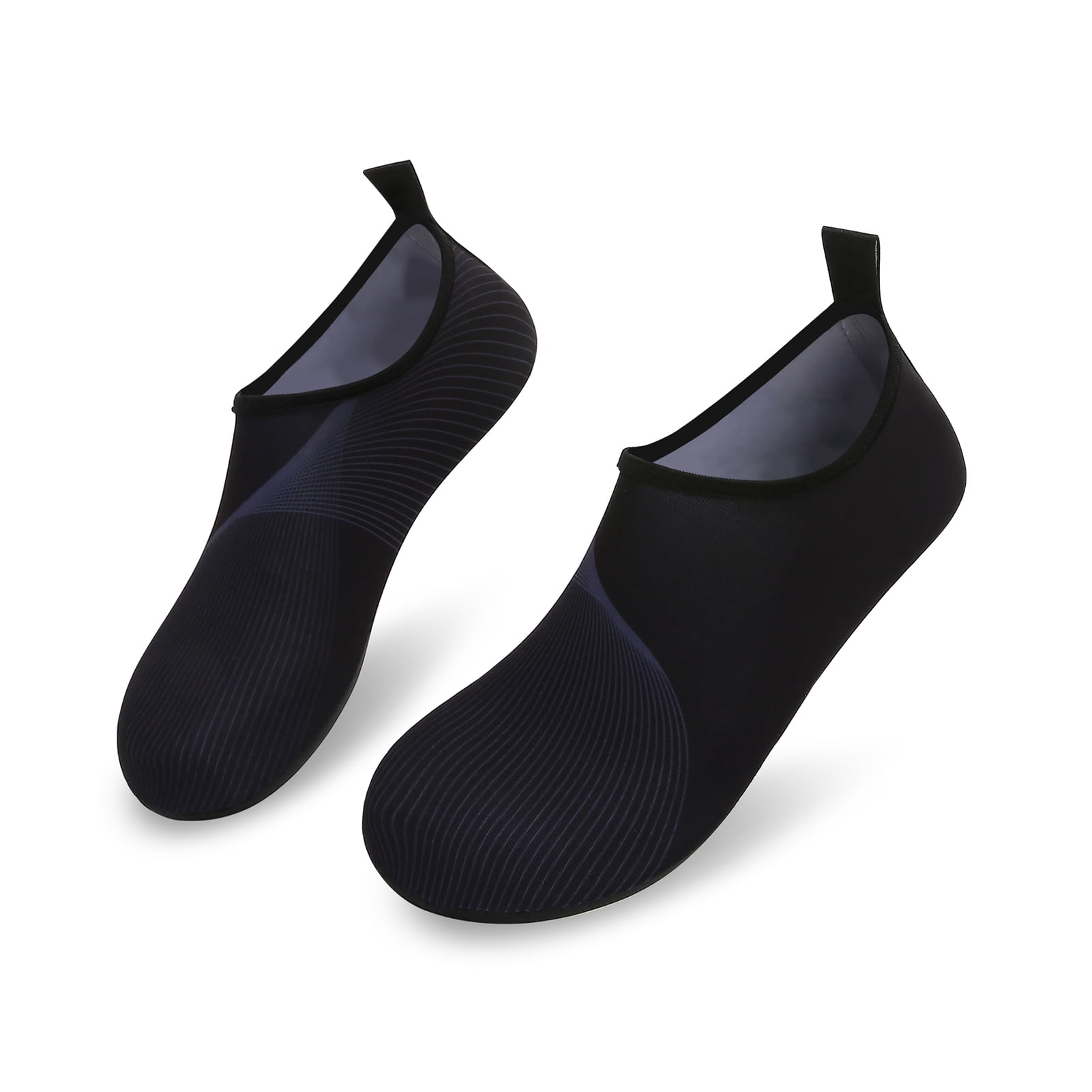 Men and Women a Slip On Barefoot Quick-Dry Beach Aqua Yoga Water Shoes (Curved Line/Black, 4-5 Women)
