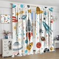 thumbnail image 4 of Kids Space Rocket Curtains, Cartoon Outer Space Rockets Planets Stars Comets Universe Adventure Print Window Treatments for Boys Bedroom Living Room 84x84in, 4 of 6