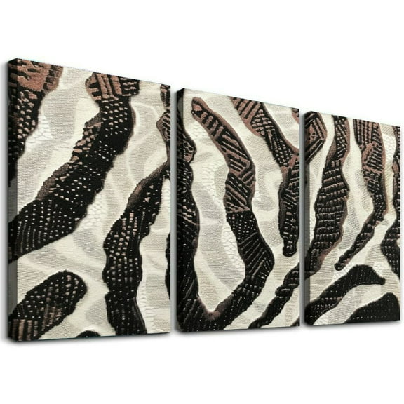 Shadudu Zebra Print Canvas Wall Art Set of 3 12x16 Inches for Living Room Bedroom Home Office Decor 12"x16"x3pcs