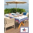 thumbnail image 6 of 60x102 Inch Outdoor Tablecloth with Umbrella Hole Zipper Rectangle Independence Day Rectangular Tablecloths Outside Waterproof Red Blue Patriotic Star Stripes Plaid Patio Table Cover for Picnic Party, 6 of 8