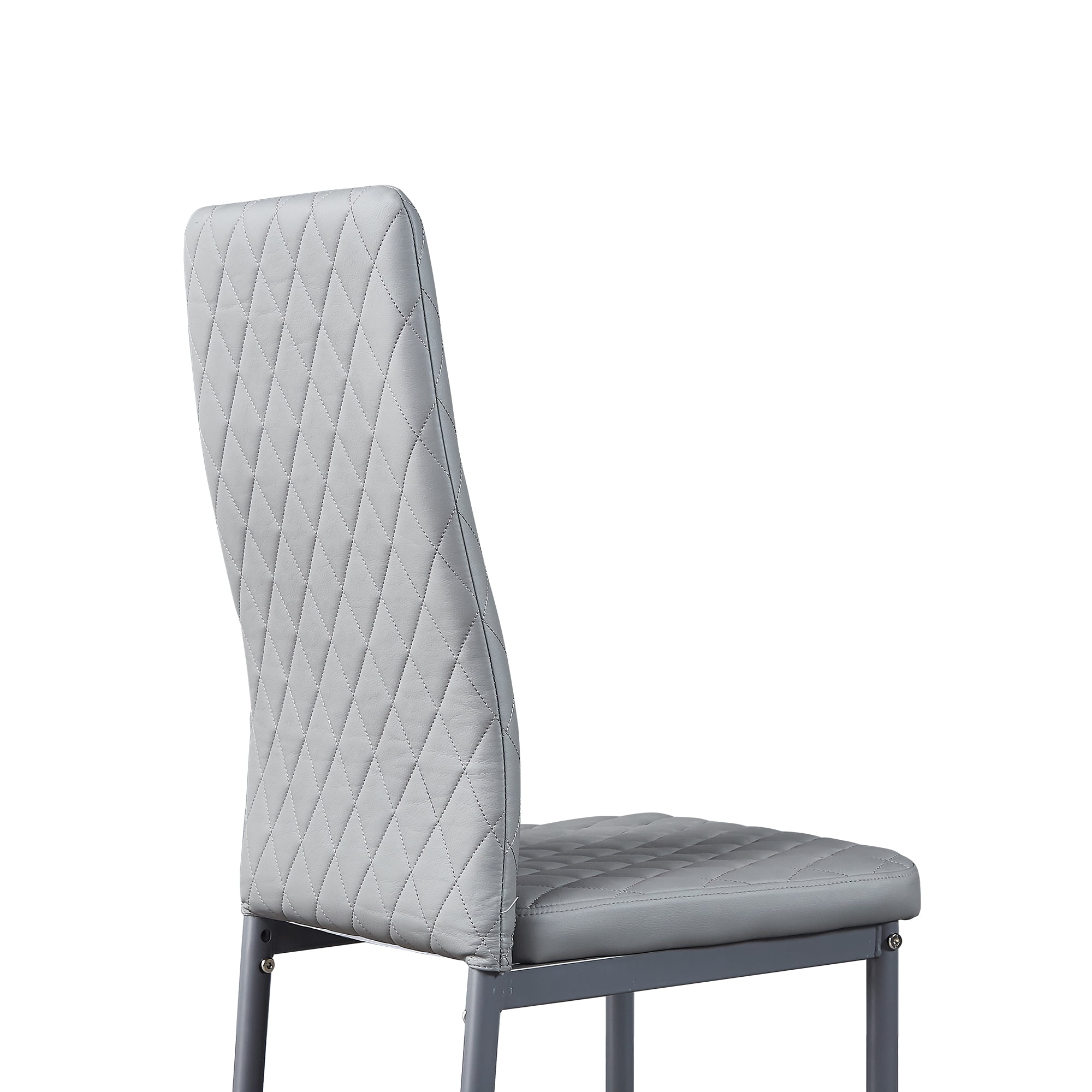 Kepooman Set of 6 Fireproof Leather Upholstered Dining Chairs, Gray Kepooman Set of 6 Fireproof Leather Upholstered Dining Chairs, Gray