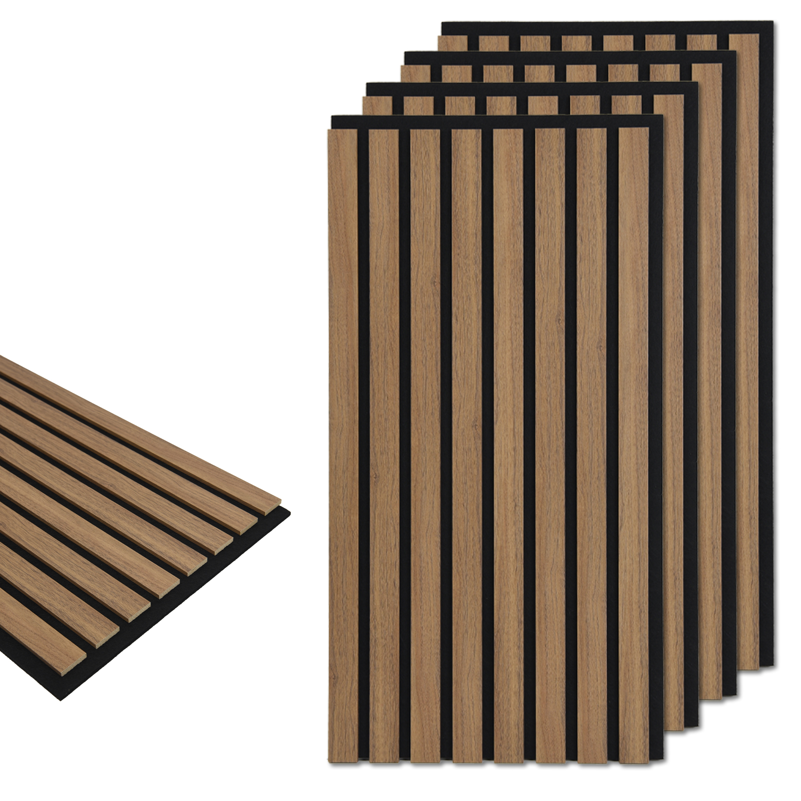 20Pcs 24" x 12" Wood Slat Acoustic Wall Paneling for Modern Interior wall Decor,MDF Accent Wooden Wall Panels, 40 Sq.ft,Deep Walnut