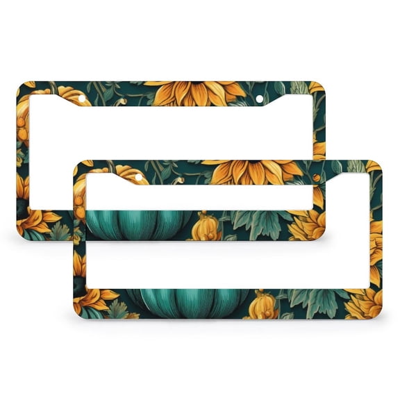 Harvest Teal Pumpkin Sunflower Autumn License Plate Frames 2 Pack Thanksgiving Seasonal Holiday Licenses Plates Frames Front Licenses Plate Covers Car Tag Frame for Women License Plate Frame