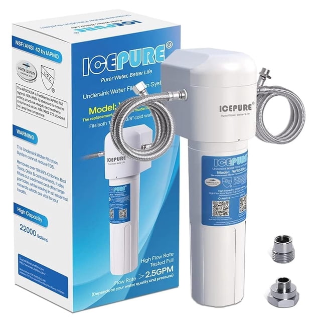 Sistema de filtro de agua ICEPURE para debajo del fregadero, 22000 galones, 3 años