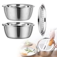 thumbnail image 2 of Multifunctional Stainless Steel Basin, 5-in-1 Stainless Steel Basin with Colander & Grater, Drainage Shredding Mixing Bowl for Kitchen Meal Prep & Small Spaces,10.24in(Silver), 2 of 9