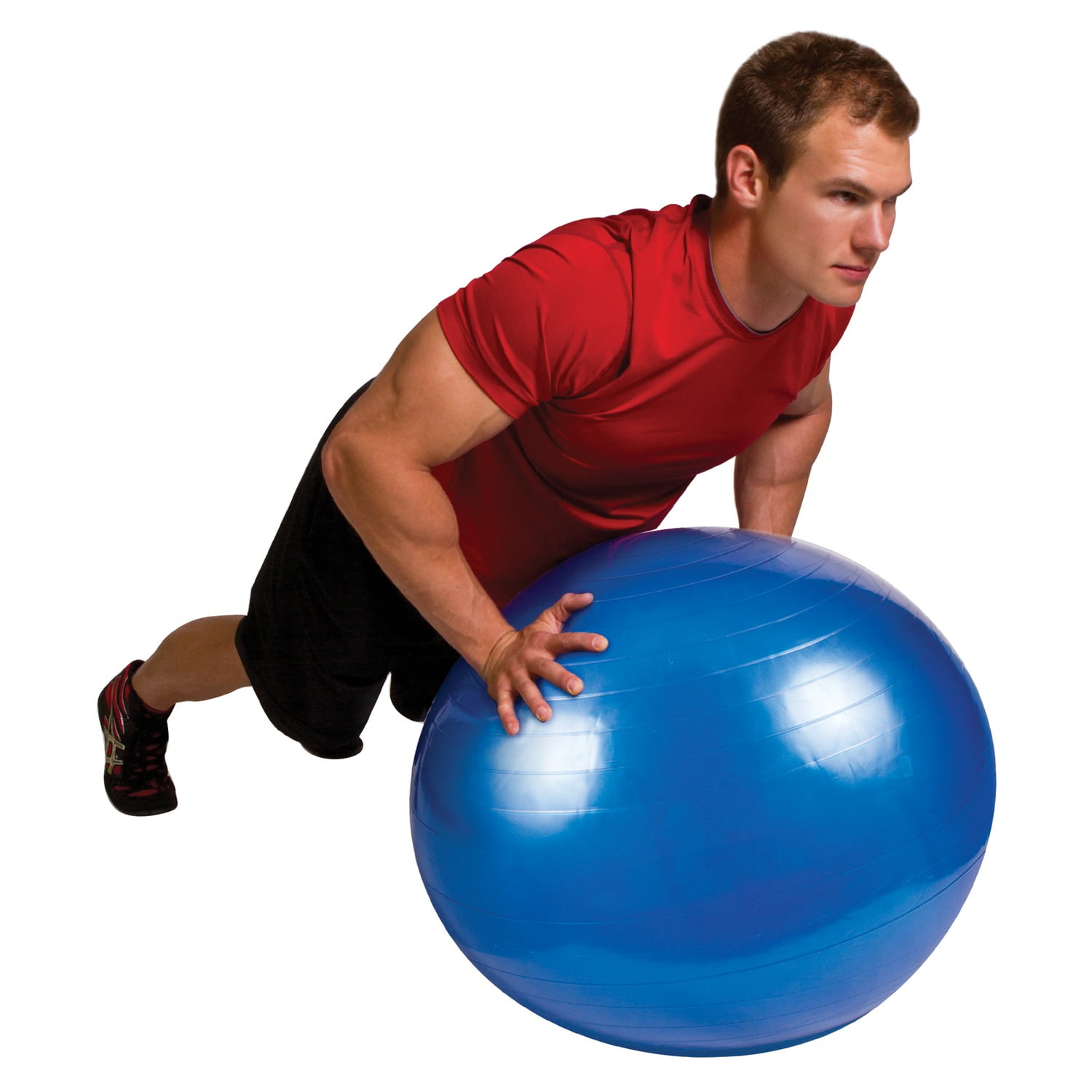 GoFit 55cm Stability Ball for Core Training with Pump and Exercise Guide, Blue