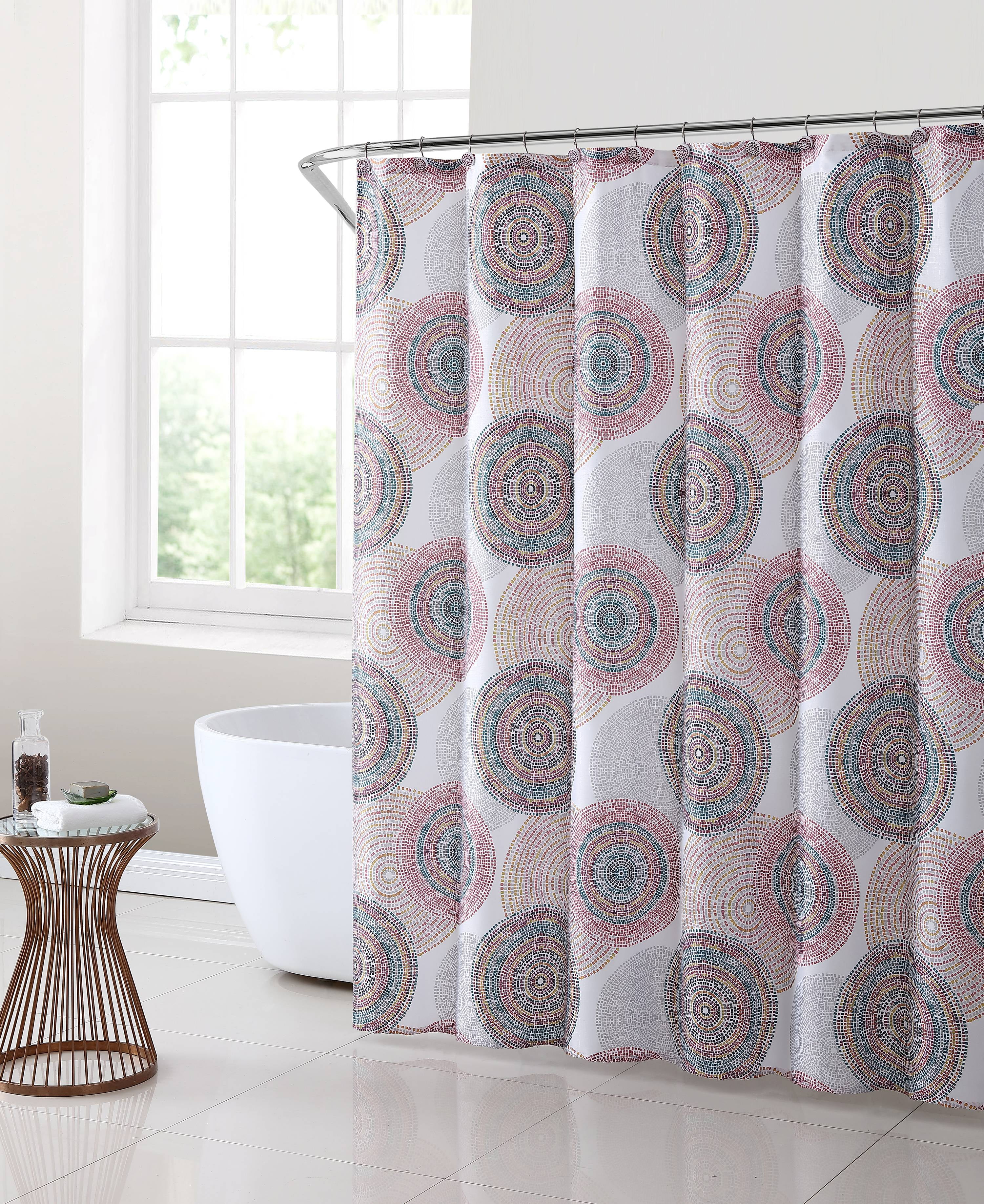 New York Newspaper 13Pc Fabric Shower Curtain Set W/ Roller Hooks 72" x 72"-NEW 