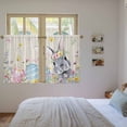 thumbnail image 3 of Easter Bunny Kitchen Curtain for Berdoom Living Room Cafe 45 Inch Length, Blue Easter Eggs Spring Floral Linen Tiers Curtains Light Filtering Drapes Rod Pocket Window Treatment 2 Panels 52"Wx45"L, 3 of 8