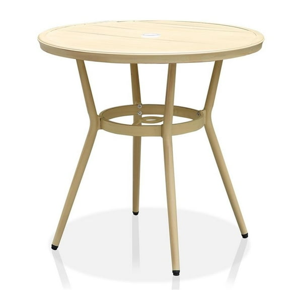 Afuera Living 31.5"W Aluminum Round Patio Bistro Table Natural Tone