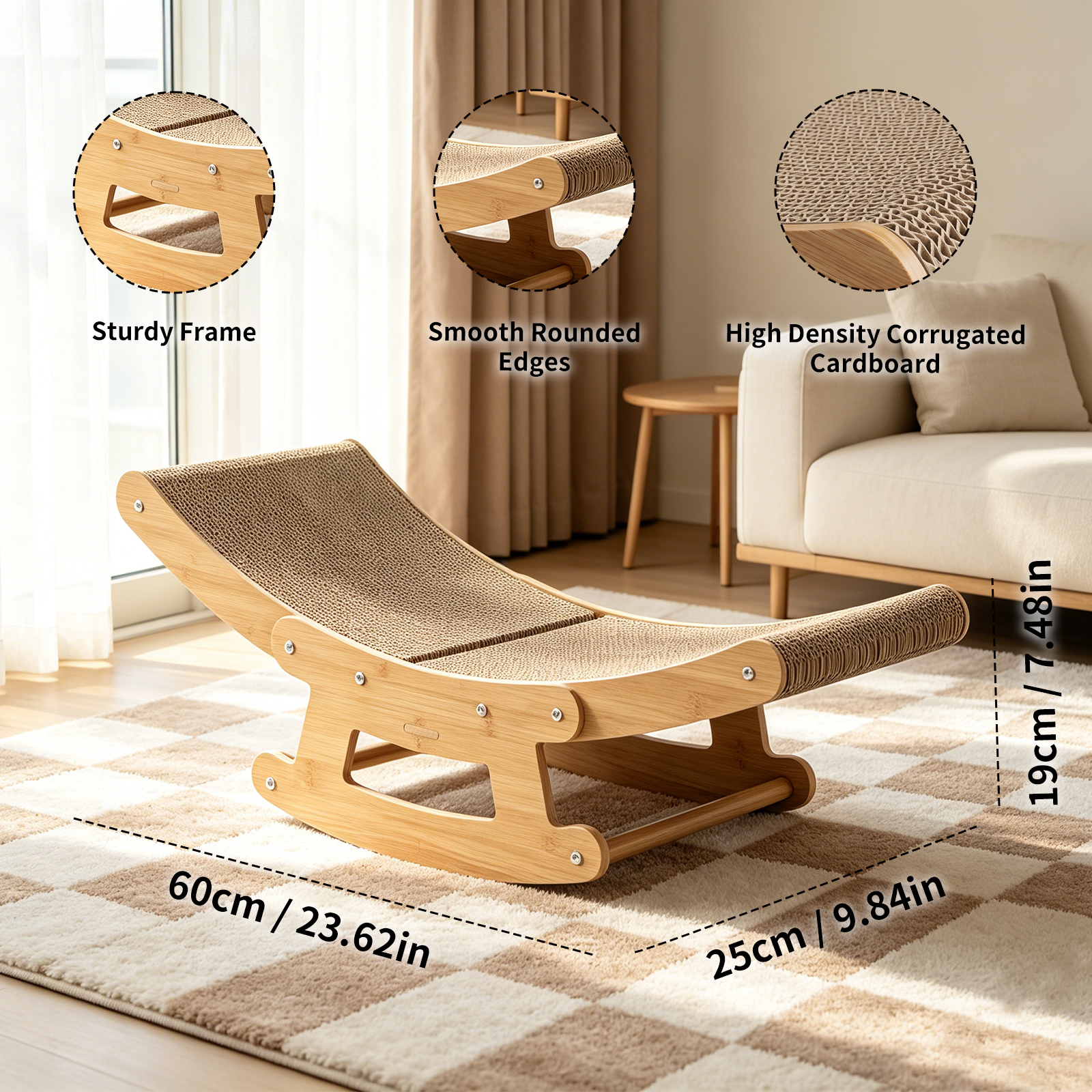 AsterOutdoor Cat Scratching Rocking Chair with Stable Base photo 6