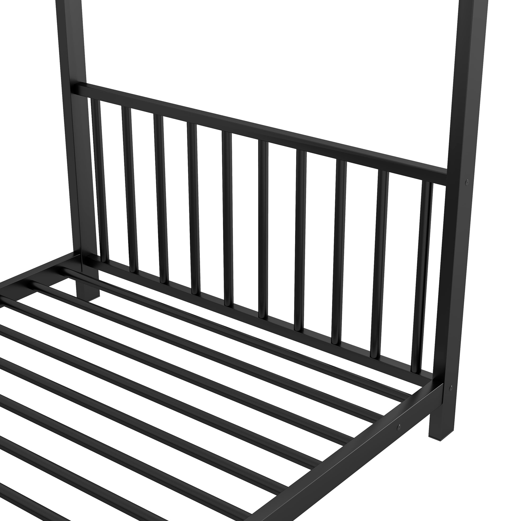 Noble House Ella Twin Metal House Bed, Modern Minimalist Playhouse Bed Frame with Wood Slats, for Kids, Black