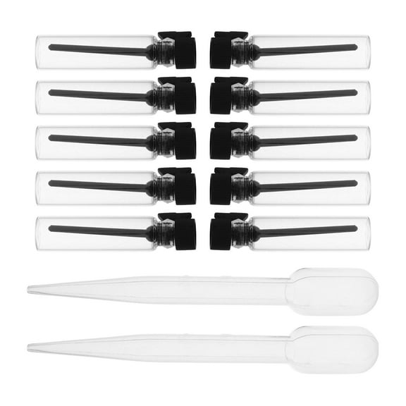 OUNONA 10pcs Glass Perfume Sample Bottles Essential Oil Mini Makeup Bottles Fragrance Sample Vials Empty Perfume Sample Container for Travel 1ml