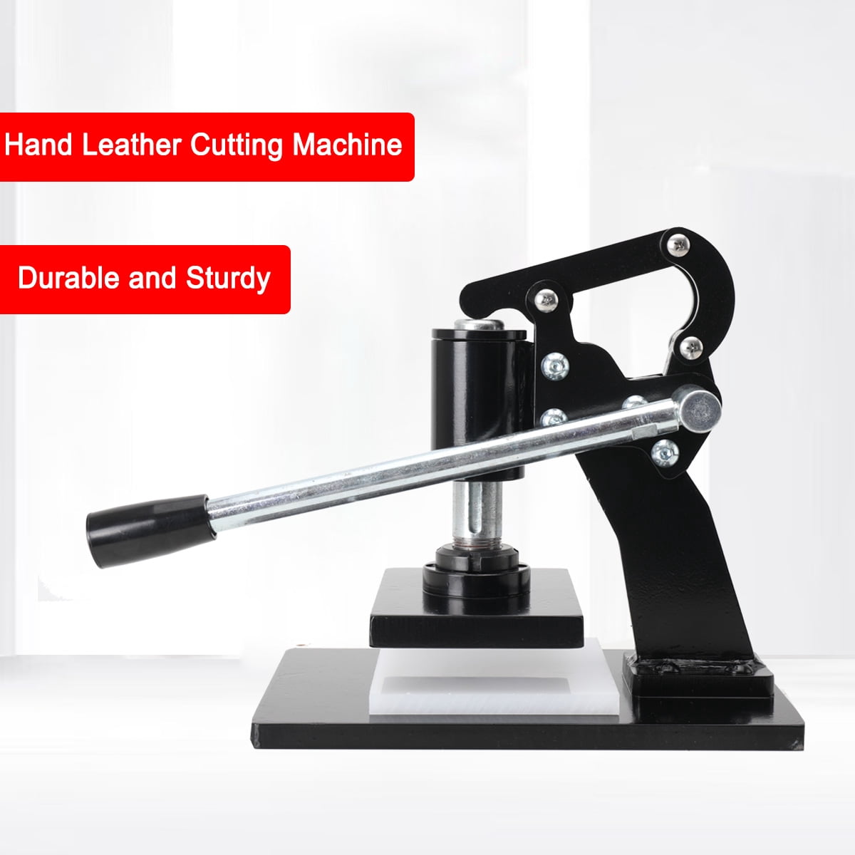 NICCOO Leather Cutting Machine, 14*10cm/5.5*3.9in Embossing Plate Manual Die Cutter, Pressure Stroke Leather Embossing Machine, Dual Guide Shafts Die Cut Machine for Various of Materials