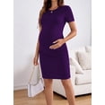 thumbnail image 6 of Bearsland Women's Summer Short Sleeve Maternity Dress Side Ruched Mama Pregnancy Bodycon Dress(S-XXXL), 6 of 8