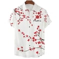 thumbnail image 2 of Camisa hawaiana con estampado 3D de flores de cerezo y ciruelo para hombre, blusas hawaianas de verano para mujer, blusas con solapa y mangas cortas, 2 of 4