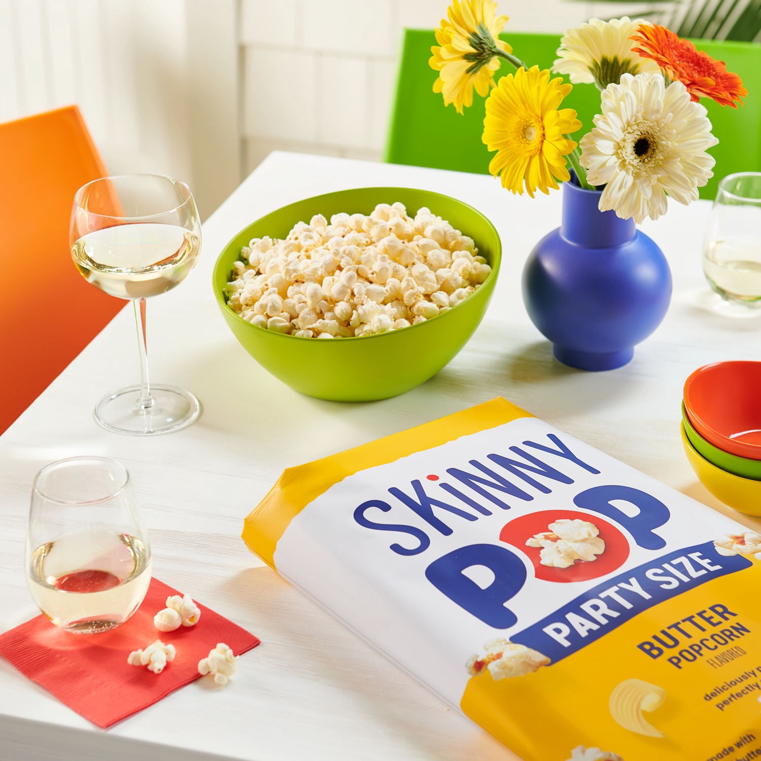 (6 pack) SKINNYPOP Butter Flavored, Gluten Free Popcorn Party Size Bag, 8 oz