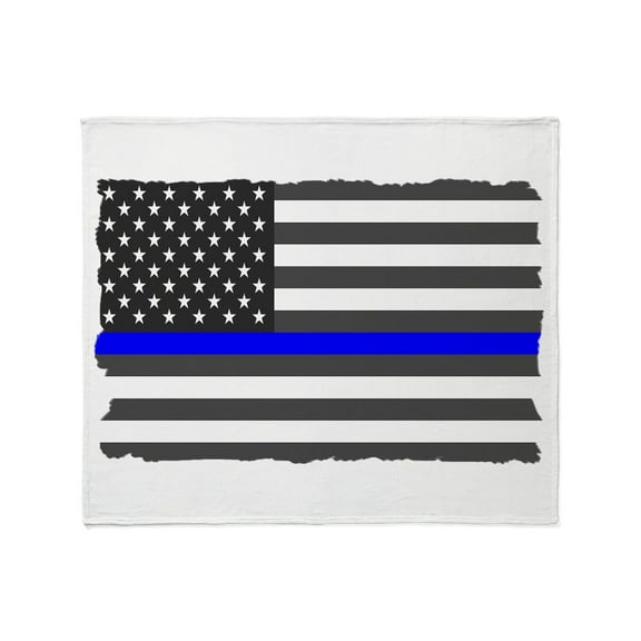 CafePress - Us Flag Blue Line Throw Blanket - Soft Fleece Throw Blanket, 50"x60" for All Ages