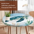thumbnail image 4 of Sea Turtle Coastal Round Tablecloth, Fitted Table Cover with Elastic for 36"-44" Round Tables, Summer Beach Nautical Starfish Compass Table Cloth Outdoor Indoor Dinning Party Waterproof Tablecloths, 4 of 7