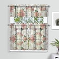 thumbnail image 2 of Pioneer Kitchen Curtains and Valance Set 36 Inch Tier Vintage Pink Floral 3 Pieces Set Dining Room Small Curtain Drapes Cafe Curtains Valance for Home Decor Rod Pocket, 2 of 6