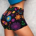 thumbnail image 2 of Sikiie Colorful Floral2 Print Workout Shorts Women Scrunch Butt Gym Shorts Seamless High Waist Tummy Control Yoga Biker Athletic Shorts, 2 of 5